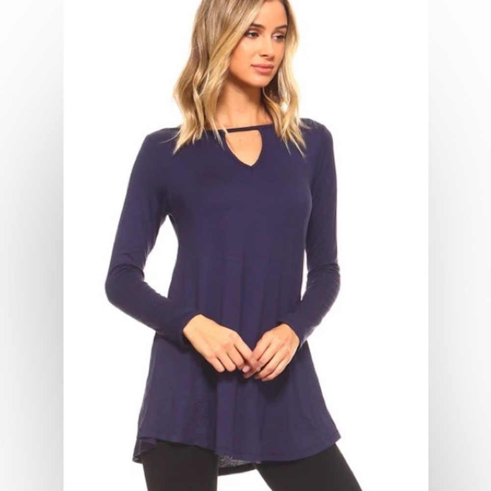 Chic Navy Long Sleeve Women's Top